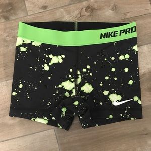 Womens green splatter nike pros